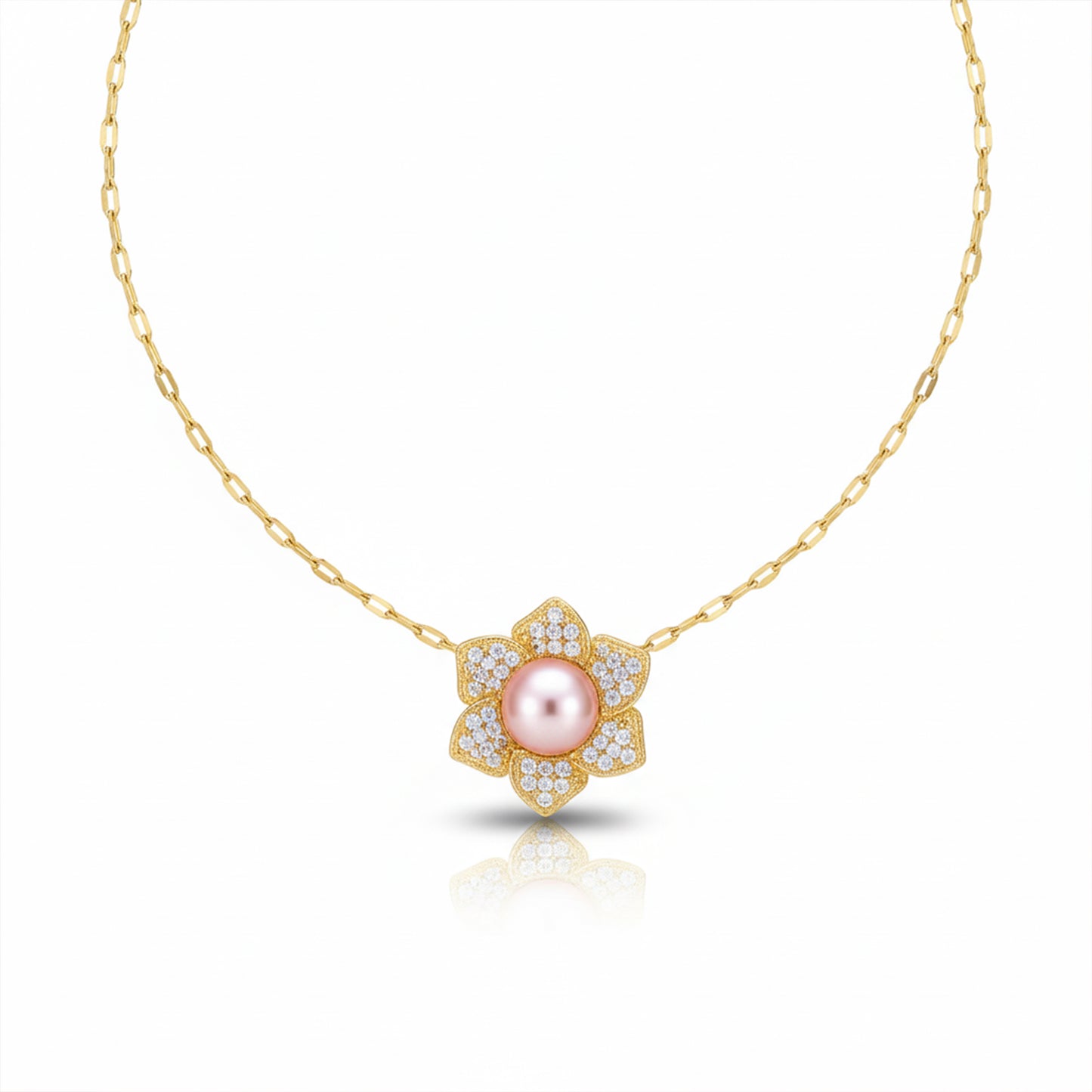 Gold Flower Pearl Pendant
