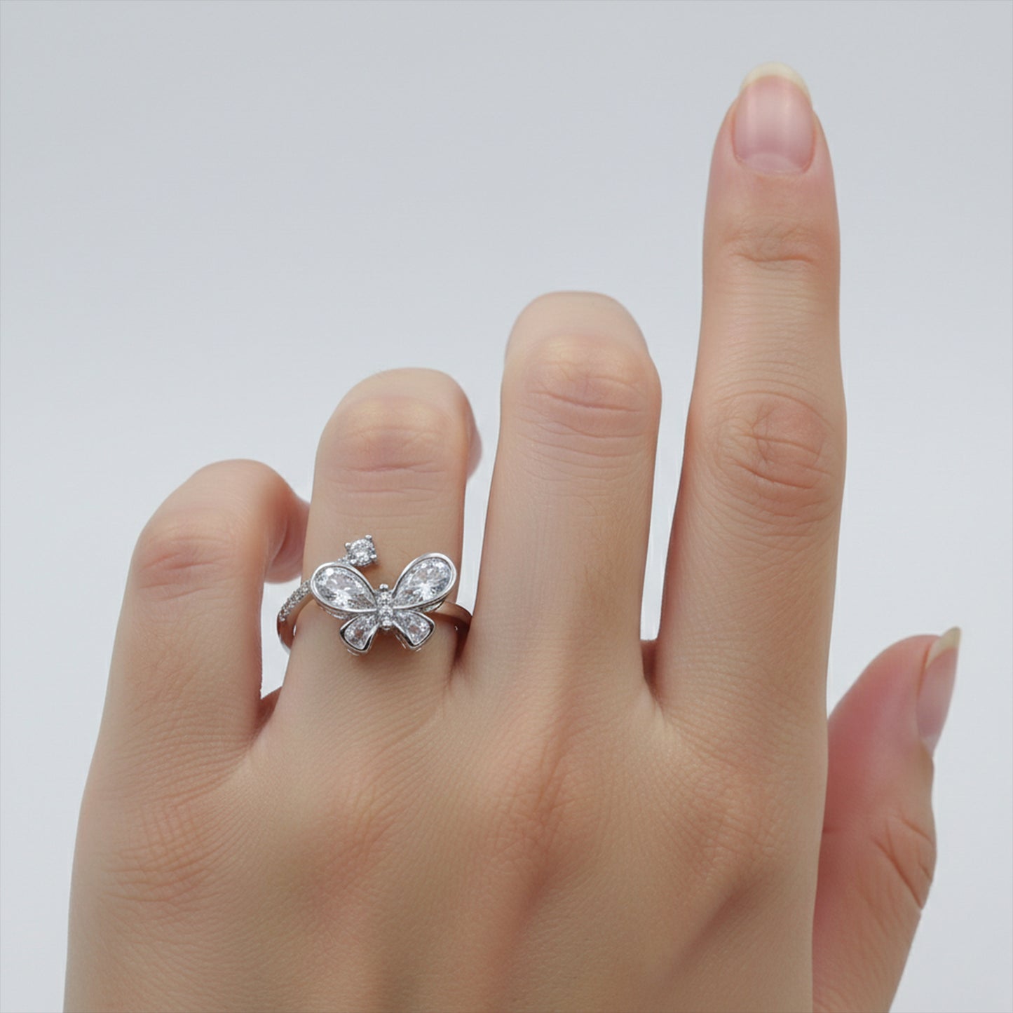 Elegant Crystal Bow Ribbon Ring