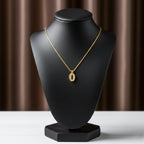 Luxe Gold Oval Crystal Pendant Necklace