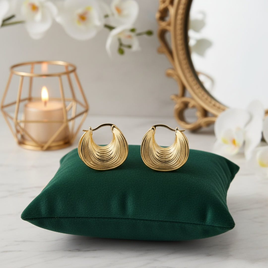 Waves Gold Hoops Earrings