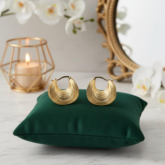 Waves Gold Hoops Earrings