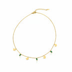 Green Stone Butterfly Charm Necklace