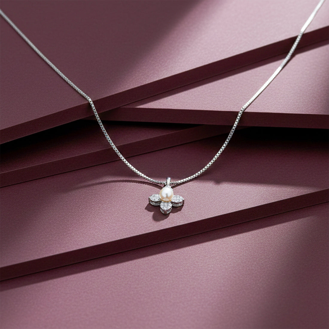 Timeless Pearl & Crystal Petal Necklace