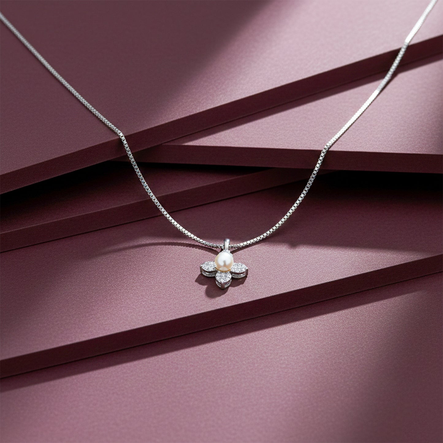 Timeless Pearl & Crystal Petal Necklace