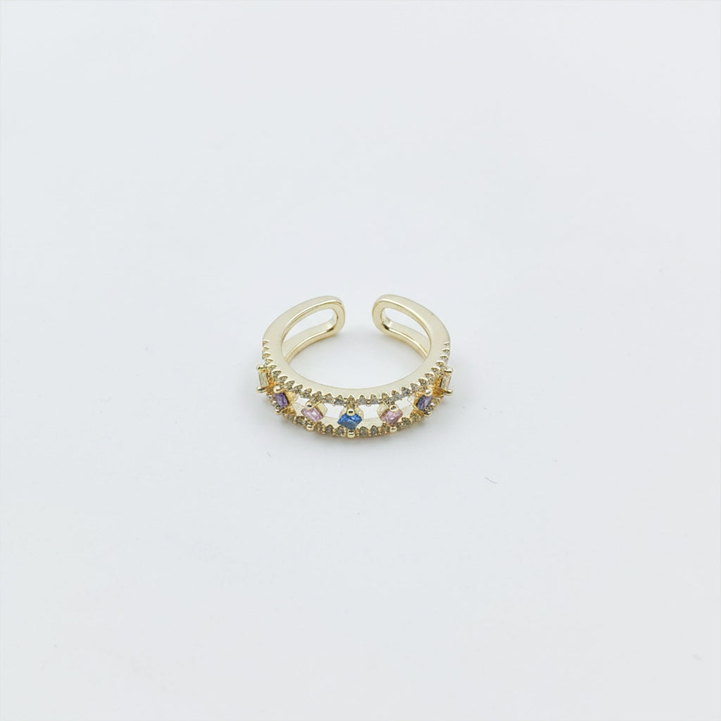 Multicolor Gemstone Open Band Ring