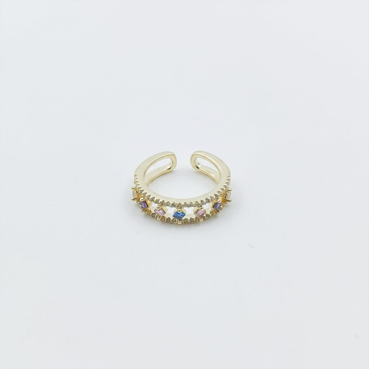 Multicolor Gemstone Open Band Ring