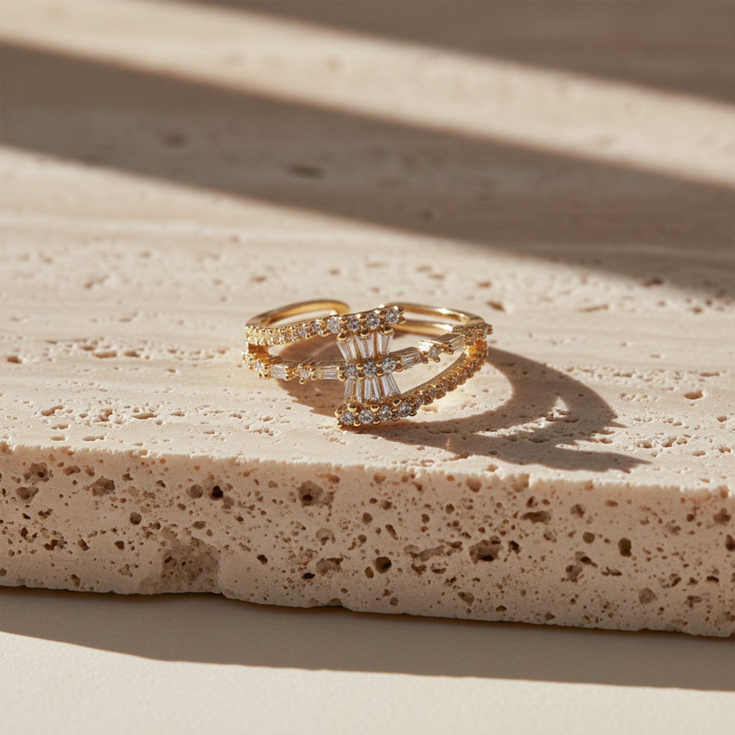 Regal Sparkle Criss-Cross Band Ring