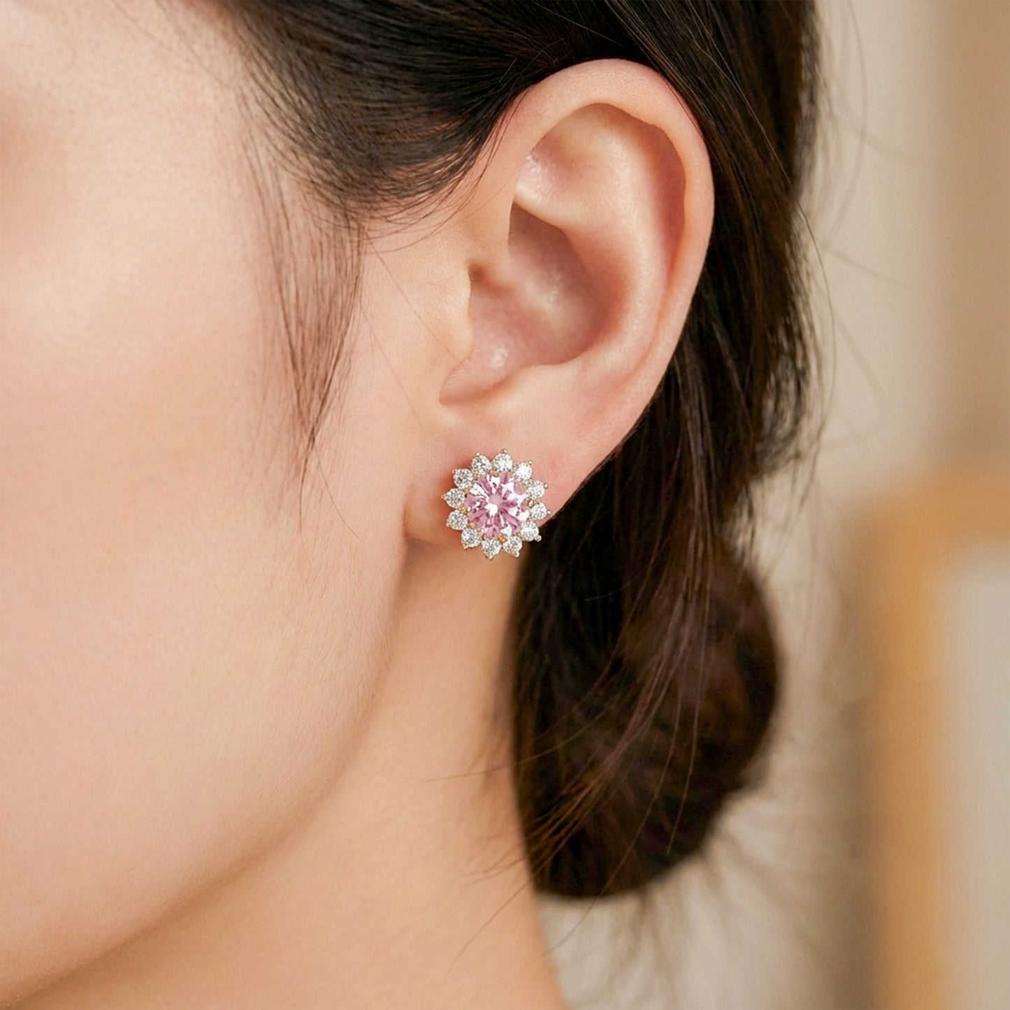 Rose Glow Floral Halo Earrings