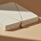Elegant Pink Blossom Gold Necklace