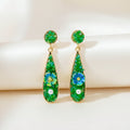 Elegant Green Floral Drop Earrings