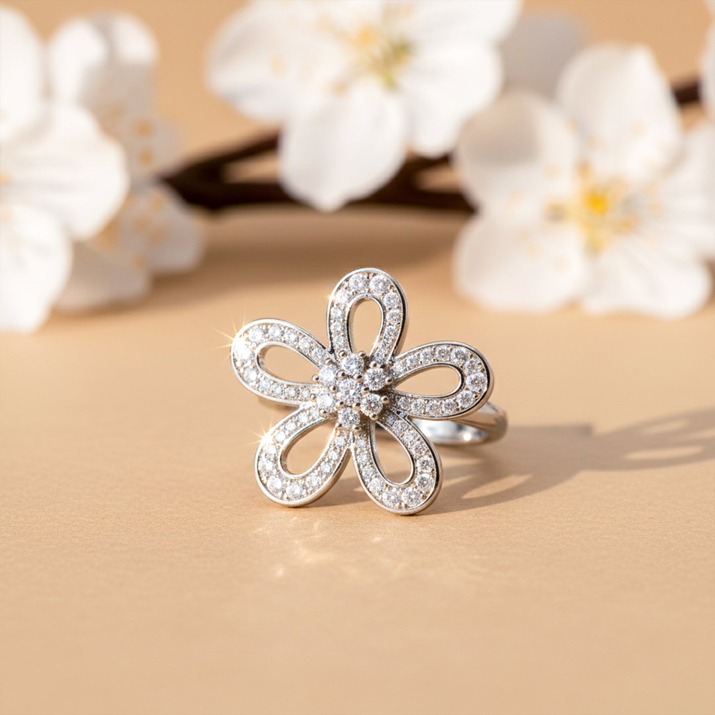 Diamond Flower Statement Ring
