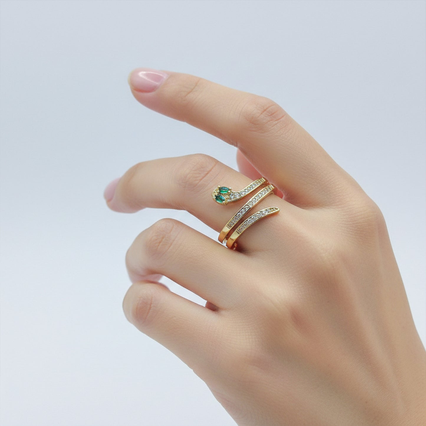Emerald Diamond Snake Coil Ring
