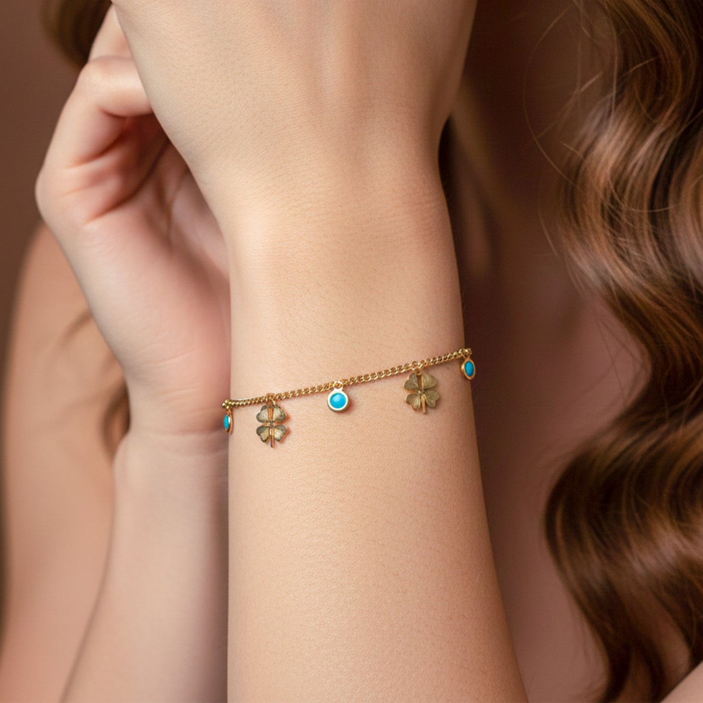 Celestial Clover Nazar Gold Bracelet