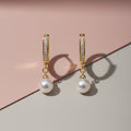 Minimalist Gold Bar Pearl Drop Earrings