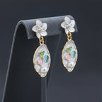Blossom Pearl Enamel Drop Earrings
