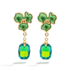Green Bloom Crystal Earrings