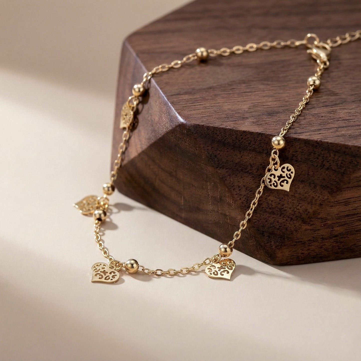 Minimalist Gold Heart Charm Anklet