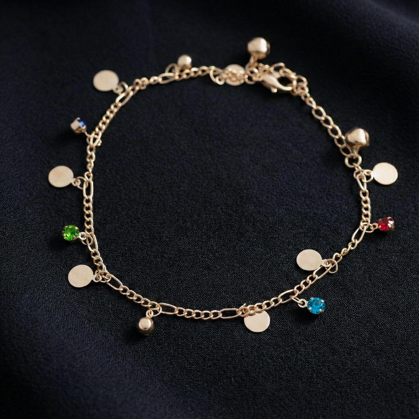 Luxe Bloom Multicolor Gem Anklet