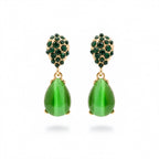 Green Cat Eye Drop Earrings