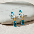 Blue Stone Floral Drop Earrings