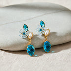 Blue Stone Floral Drop Earrings