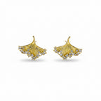 Golden Ginkgo Crystal Earrings