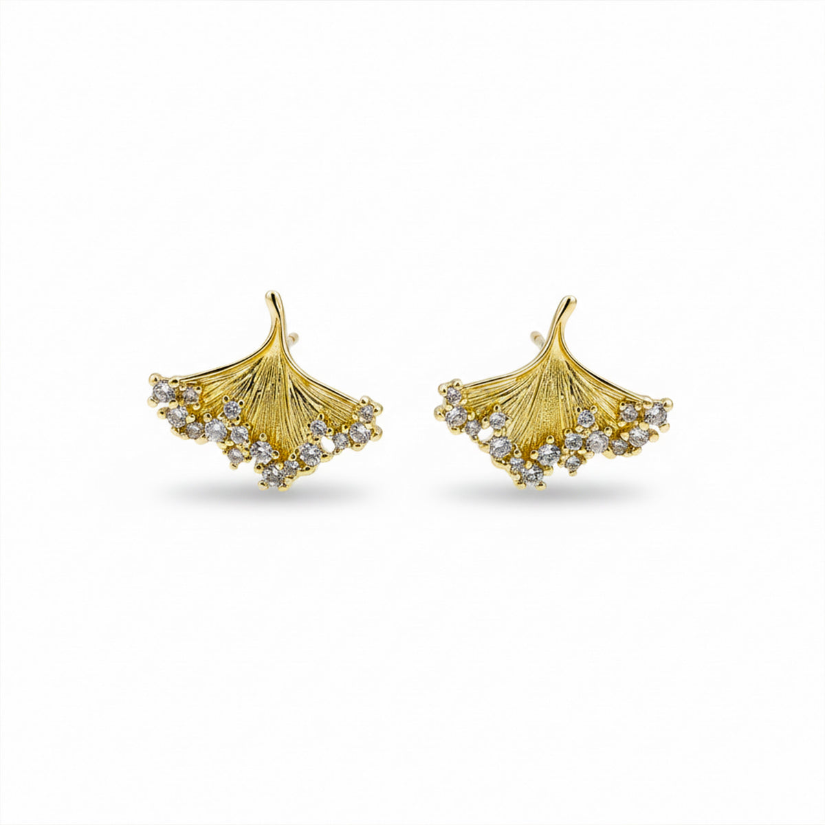 Golden Ginkgo Crystal Earrings