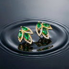 Luxury Emerald Leaf Drop Earrings