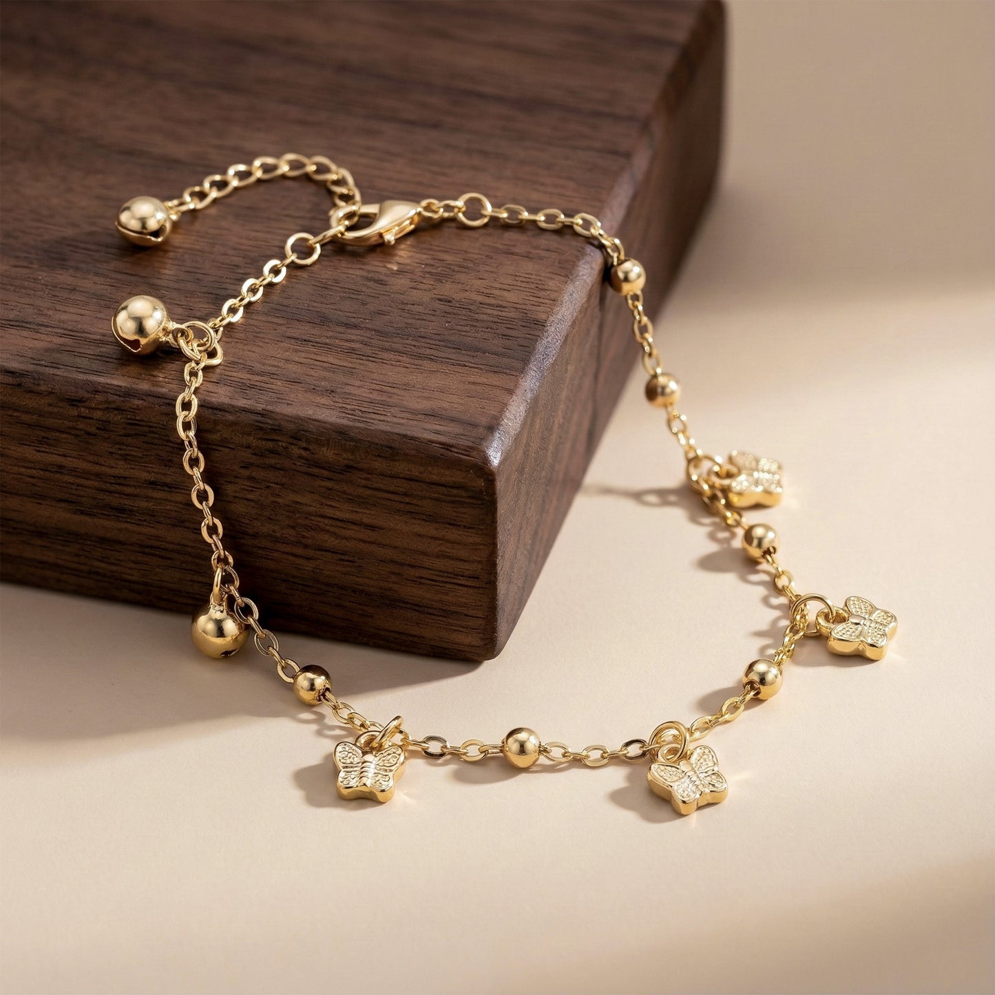 Golden Flutter Butterfly Charm Anklet