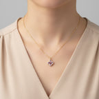 Pink Petal Crystal Flower Necklace