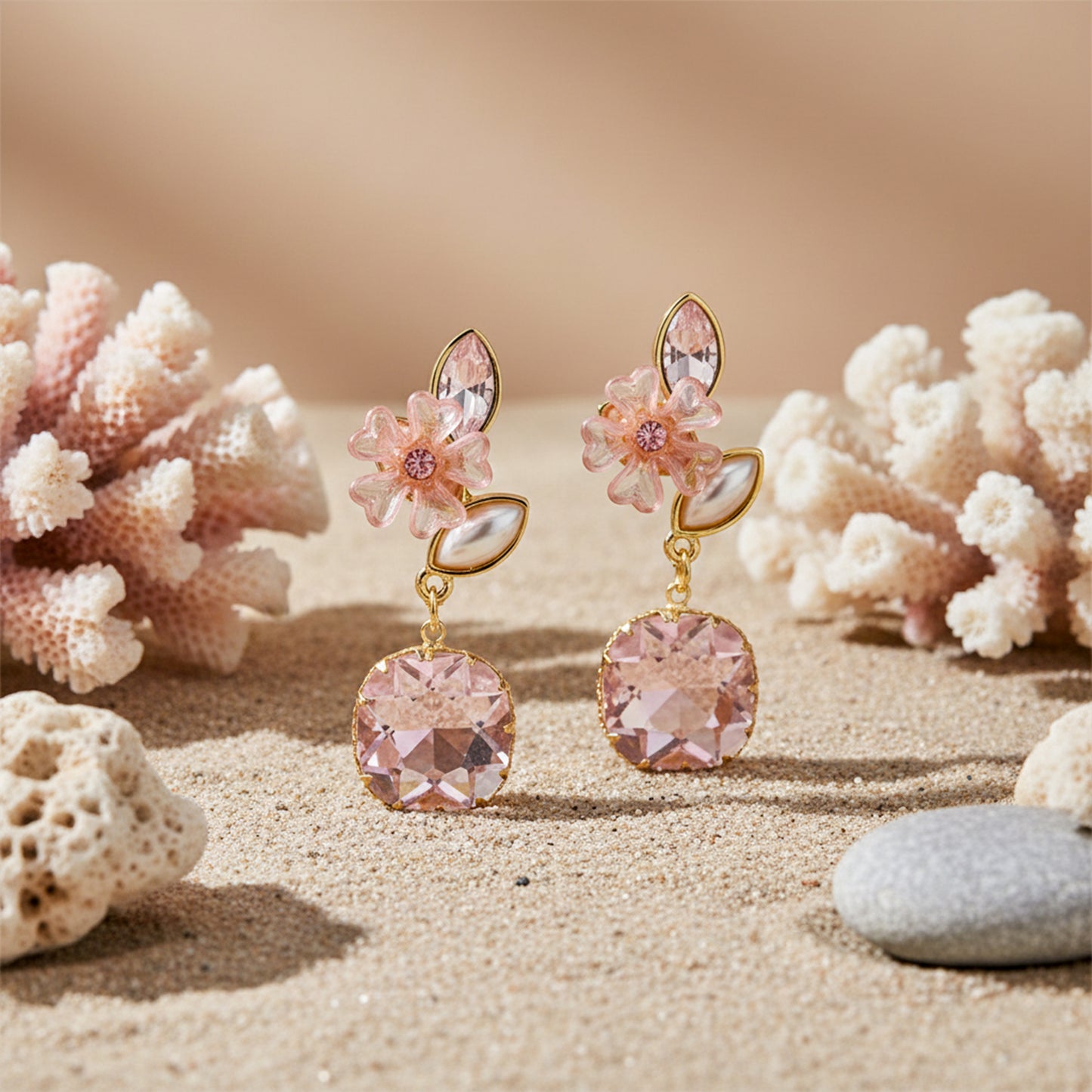 Pink Blossom Elegance Drop Earrings