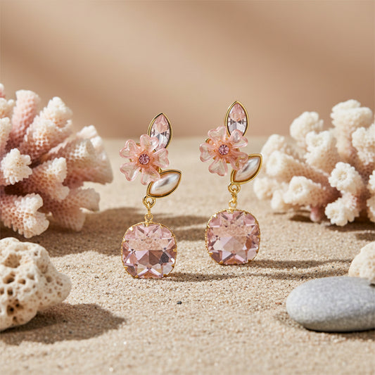 Pink Blossom Elegance Drop Earrings