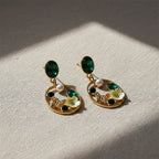 Royal Green Floral Earrings