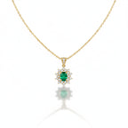 Floral Emerald Diamond Gold Necklace