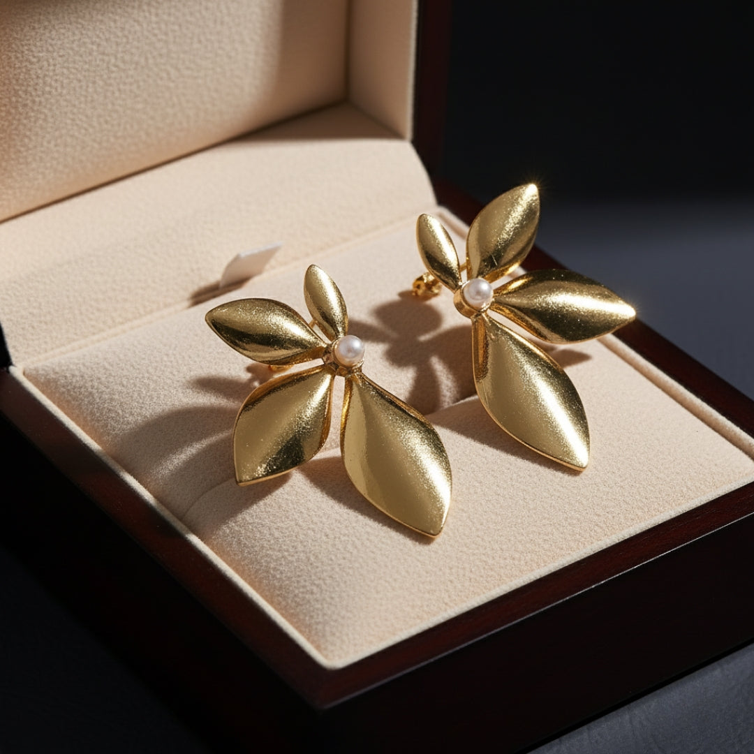 Gold Flower Earrings