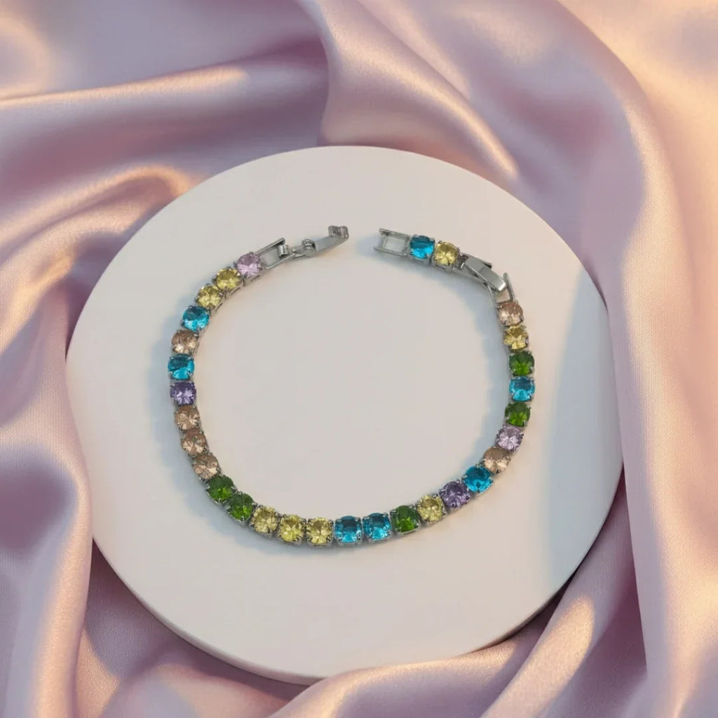 Multi-Color Gemstone Tennis Bracelet