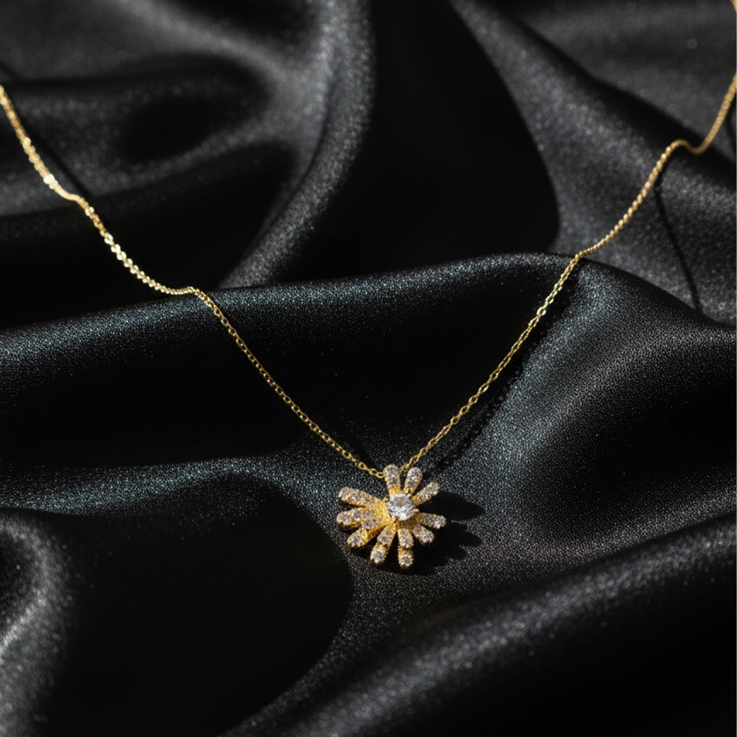Aurielle Sunburst Diamond Pendant Necklace