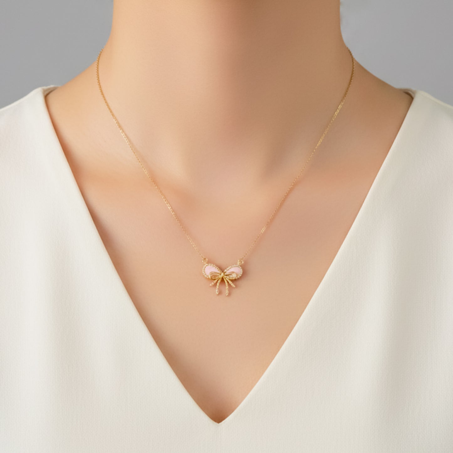 Celestine Luxe Ribbon Pearl Necklace