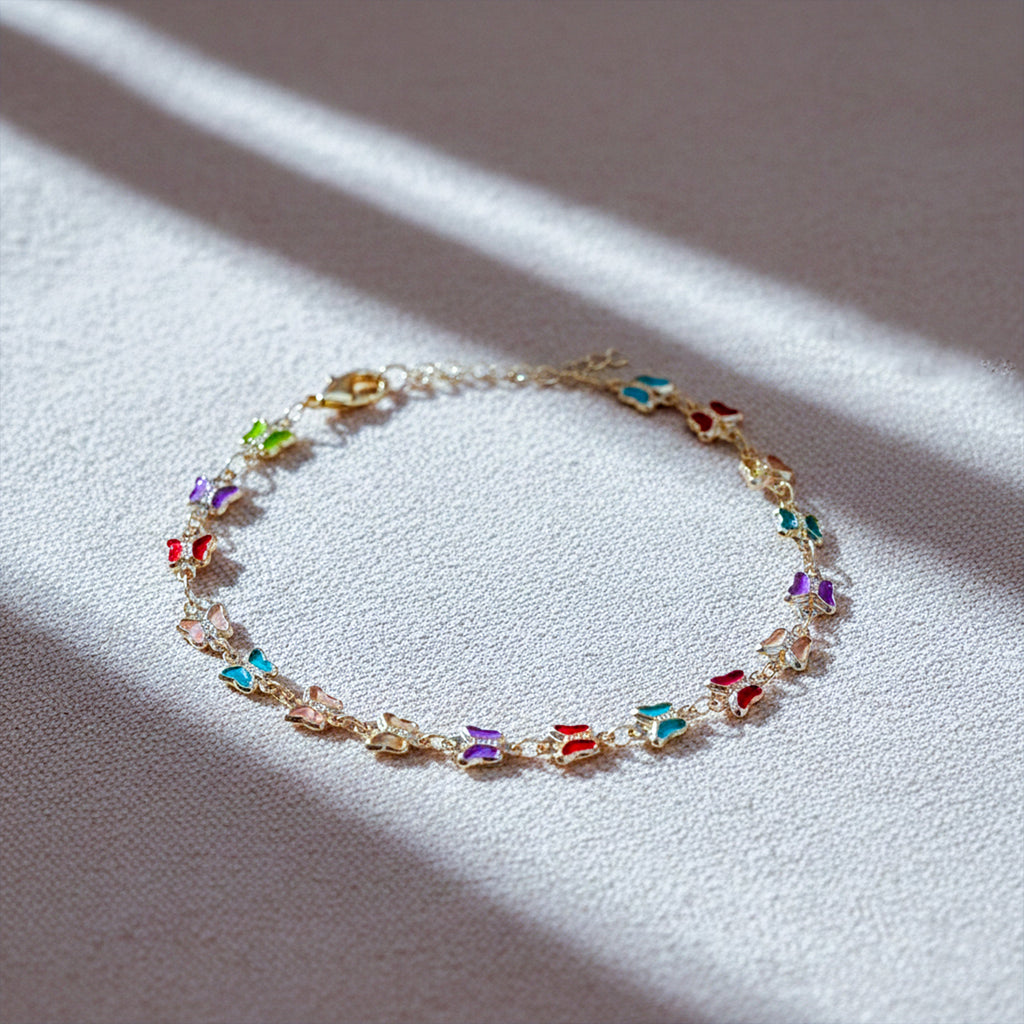 Luxe Multicolor Butterfly Charm Anklet