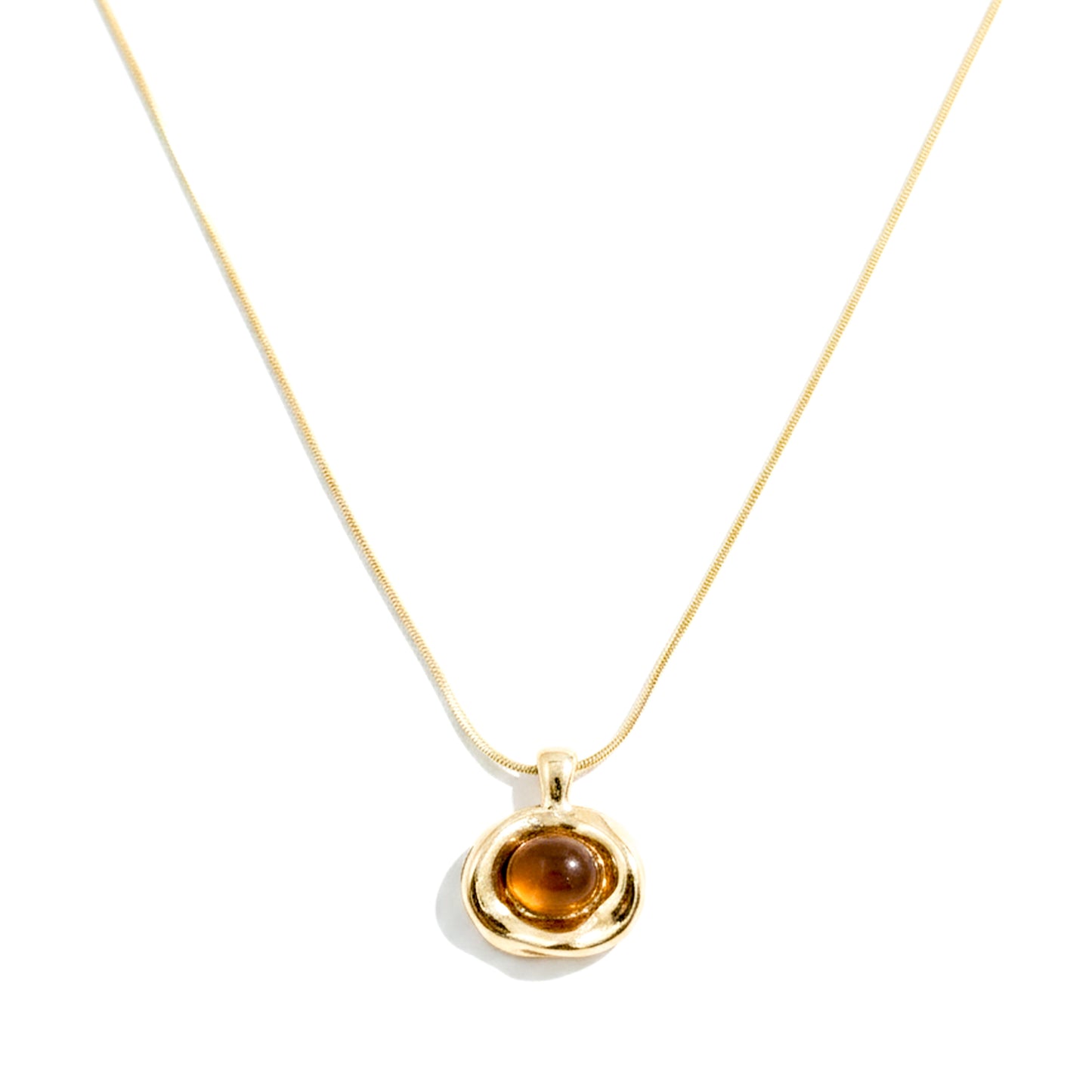 Amber Glow Gold Pendant Necklace