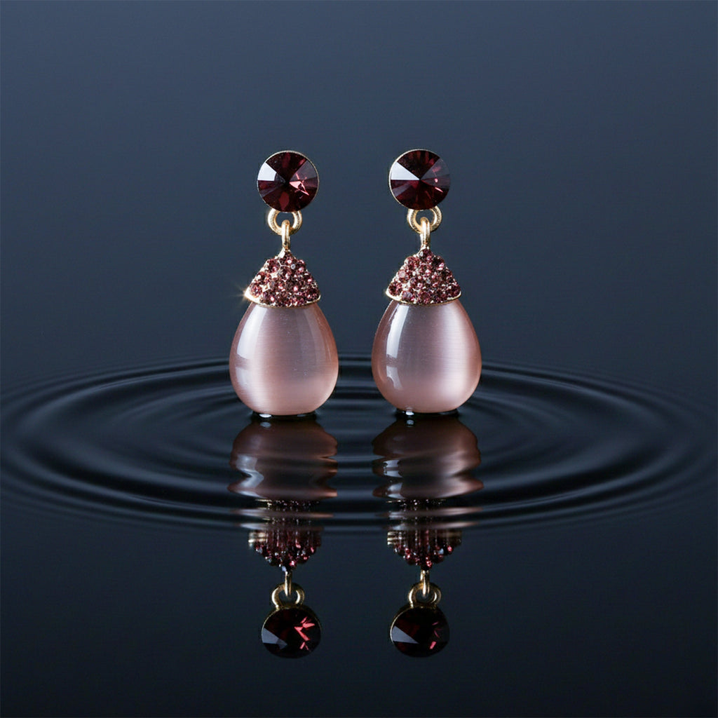 Elegant Mauve Pearl Drop Earrings