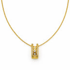 Elegant Gold Double Hoop Diamond Pendant Necklace