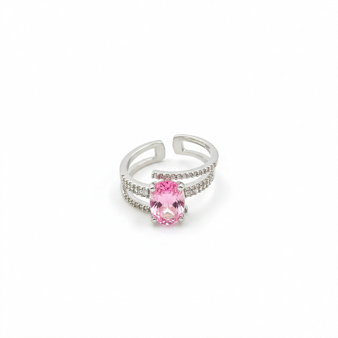 Pink Sapphire Diamond Split Band Ring