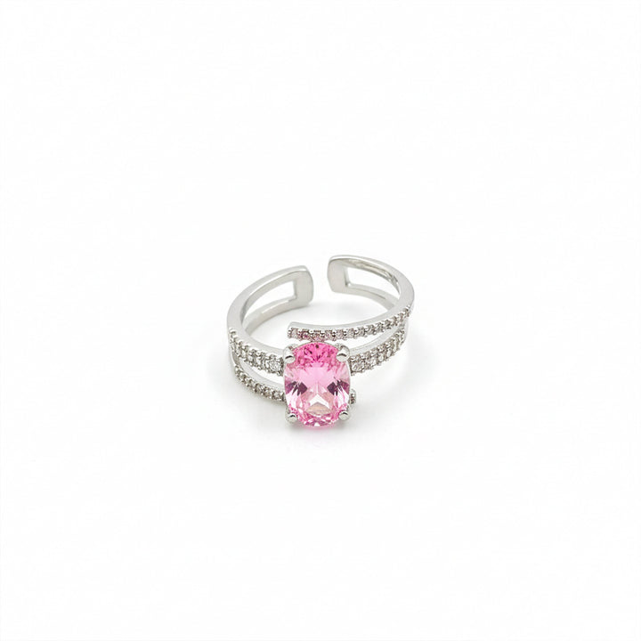Pink Sapphire Diamond Split Band Ring