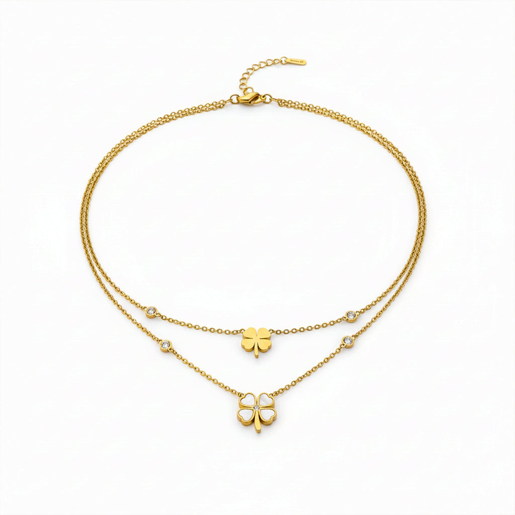 Minimal Clover Pendant Layered Necklace