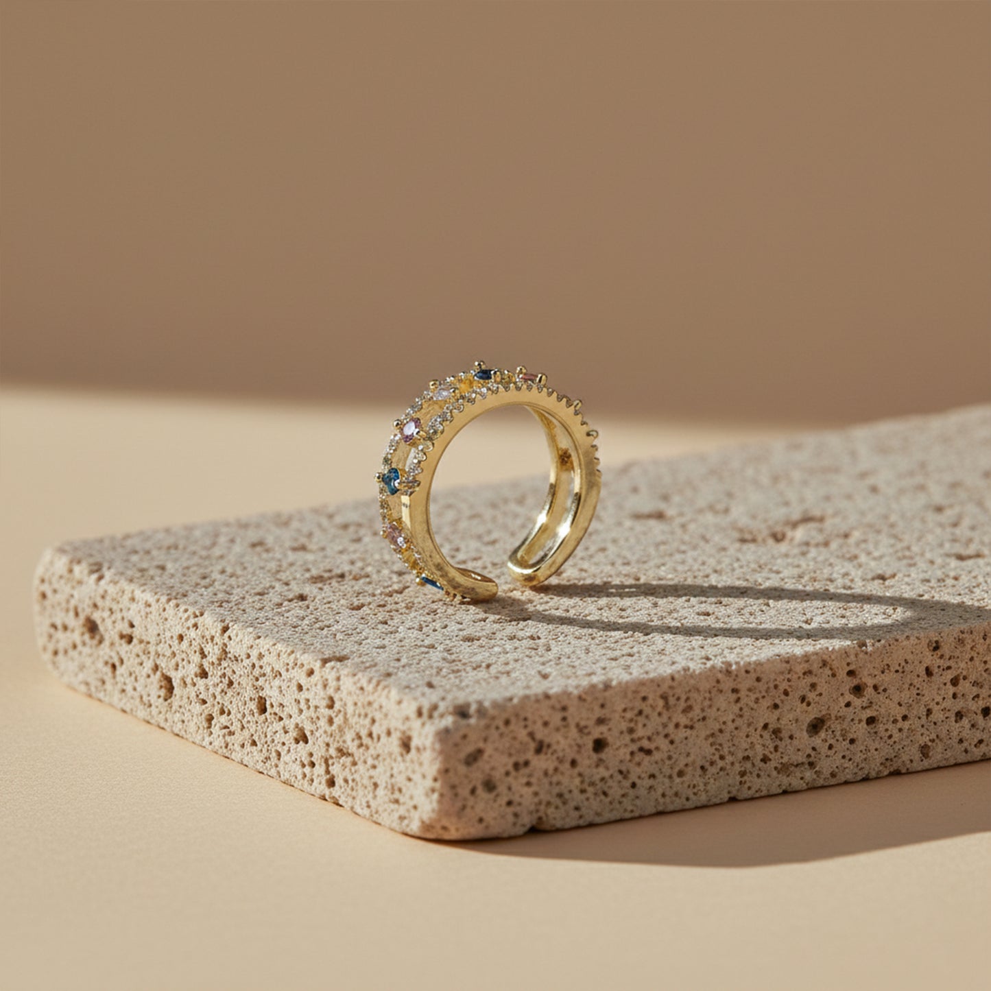 Multicolor Gemstone Open Band Ring