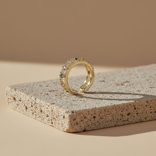 Multicolor Gemstone Open Band Ring