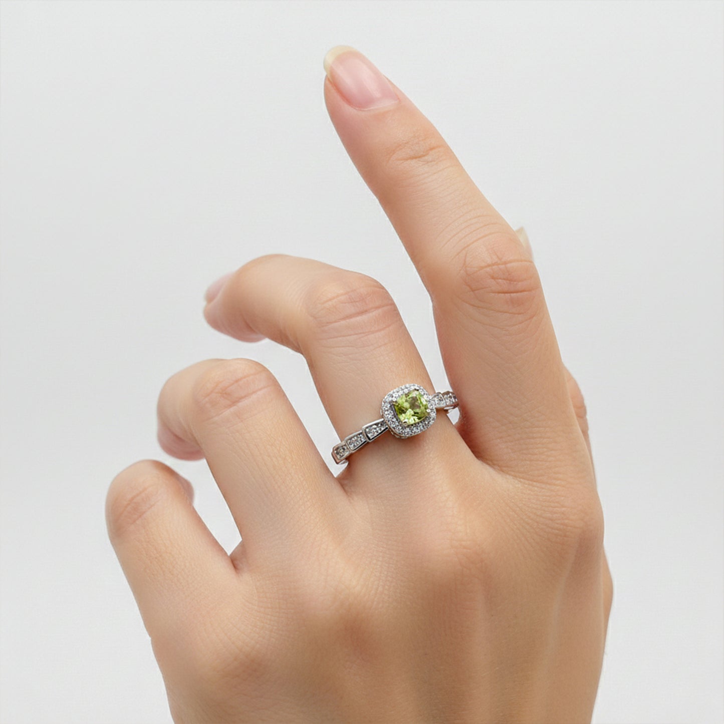 Elite Green Gemstone Halo Ring