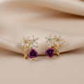 Premium Crystal Purple Stud Earrings
