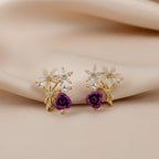 Premium Crystal Purple Stud Earrings